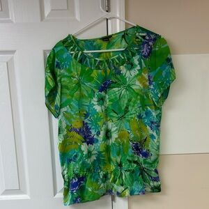 Spense Colorful Floral Peplum Blouse Top